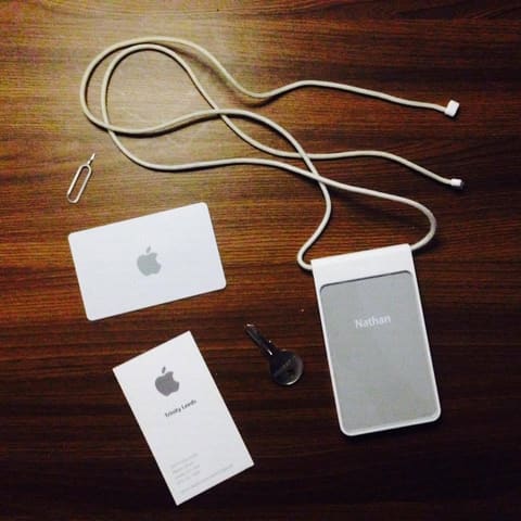 My Apple staff badge, lanyard and business card from Apple Trinity Leeds