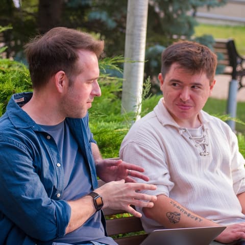 Me talking through a problem with a colleague